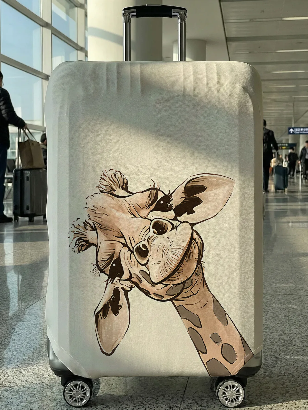 housse de bagage imprimée girafe inclinée de style dessin animé, adaptée aux bagages de 18 à 32 pouces, protection de valise, accessoires de voyage