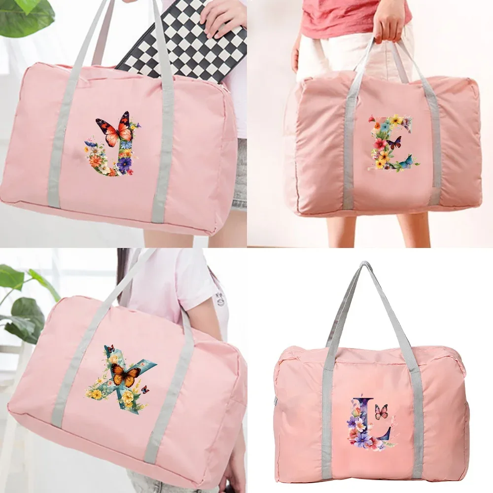 Sac de voyage pliable réutilisable grande taille à motif papillon imprimé, sac de rangement écologique pour vêtements, sac de rangement pour articles ménagers et courses