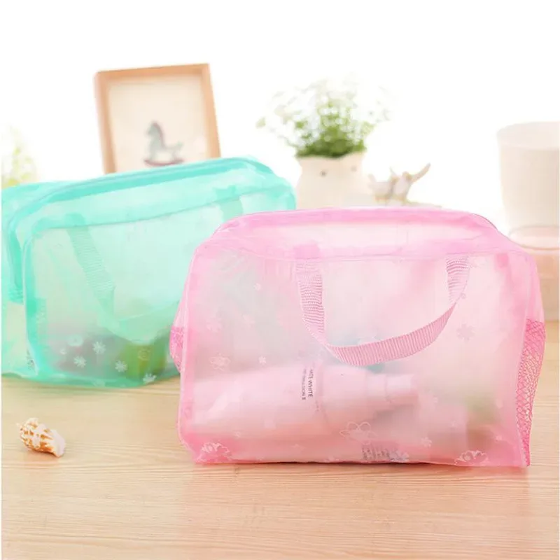 sac à cosmétiques transparent en pvc, 1 pièce, trousse de maquillage transparente pour femmes et filles, trousse de beauté étanche à fermeture éclair, trousse de toilette de voyage, sac à main