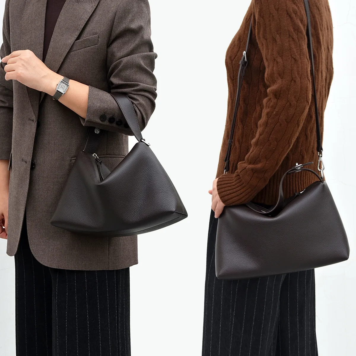 donna-in – sac à main demi-lune en cuir de vache véritable pour femmes, sac à bandoulière hobo en cuir de vache naturel pleine fleur, pour les affaires quotidiennes
