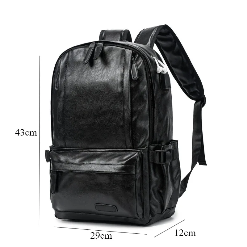 sac à dos décontracté pour hommes, grande capacité, sac pour ordinateur portable de 14 pouces, design tendance, sacs à dos en cuir pu, sacs d'école légers pour hommes