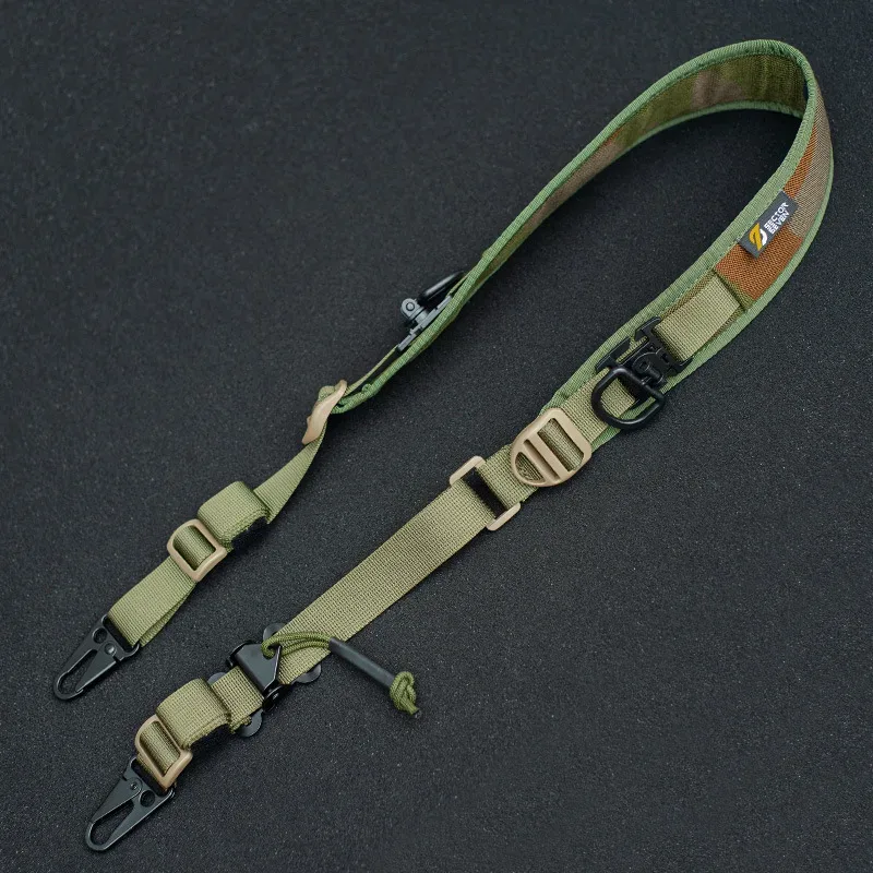 sangle tir camouflage noir gris tissu résistant clips métalliques boucle serrage accessoire sport militaire nylon