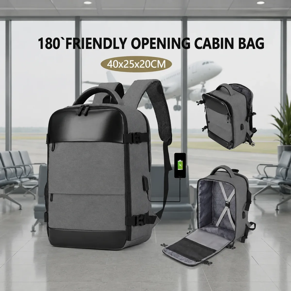 nouveau sac à dos de voyage ryanair 40 × 20 × 25 cm, sac de cabine sous siège, approuvé par les compagnies aériennes, sac à dos décontracté pour femme, sac de voyage pour week-end professionnel avec port usb et compart