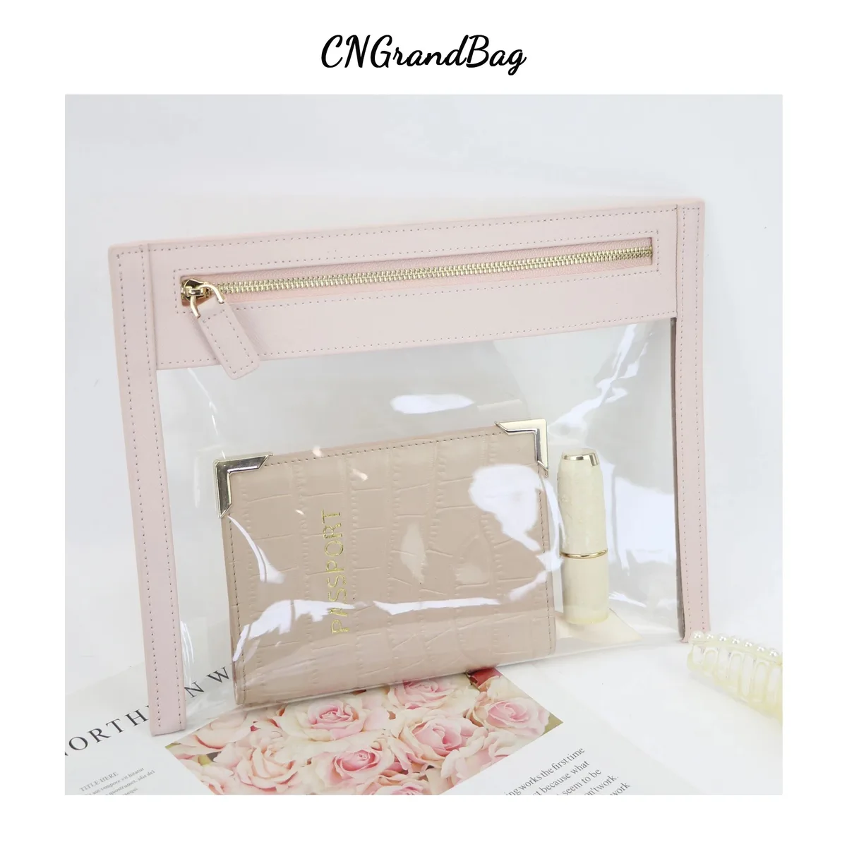 Cusstomized Lettres Coloré Saffiano Cuir Transparent PVC Sac Cosmétique Dames TPU Organisateur De Voyage Sac De Lavage