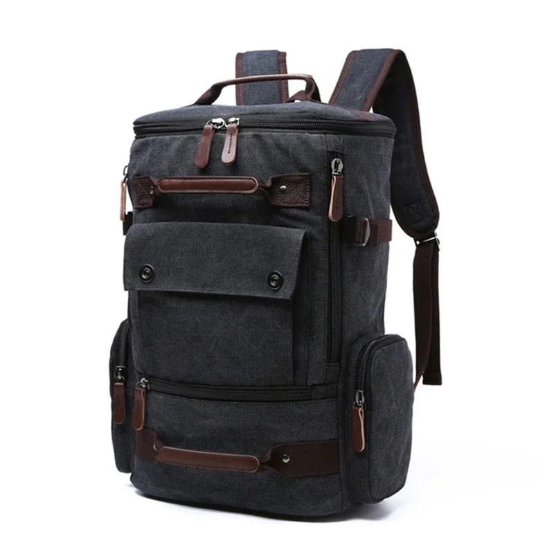 sac à dos vintage en toile pour homme, cartable d'école, de voyage, grande capacité, pour ordinateur portable