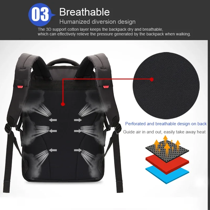 oiwas-sacs d'école en nylon imperméables pour adolescents, sacs à dos pour ordinateur portable de 14 pouces, sac à dos décontracté lancé, sac à dos de voyage pour hommes, 29l