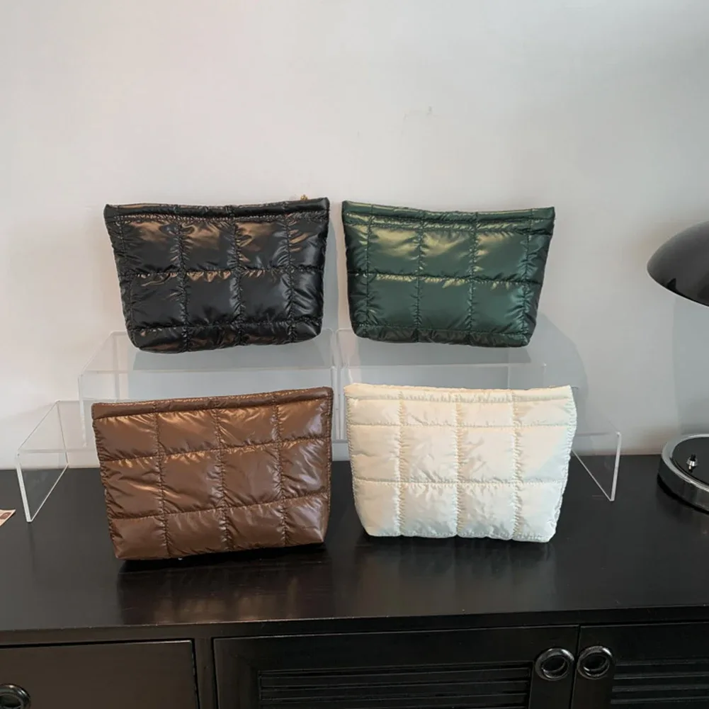 sac de rangement matelassé pour poudres de maquillage pour femme, sac à main solide, pochette pour document, trousse d'évaluation cosmétique, grande capacité