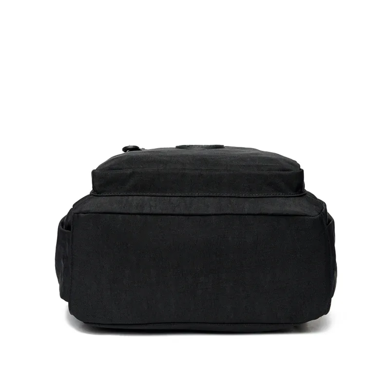 sac dos nylon unisexe noir poche latérale fermeture éclair doublure beige imprimé usage journalier