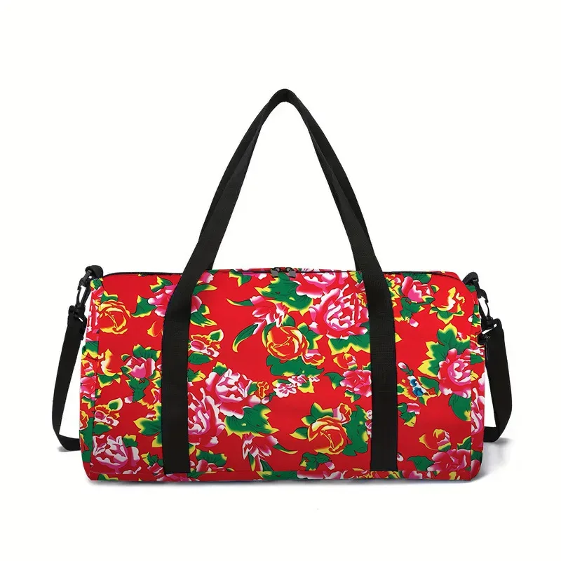 fleur herbe feuille tournesol impression 3d sacs de voyage de grande capacité sac à bandoulière en forme de baril sacs de sport de plein air sac de yoga de gymnastique