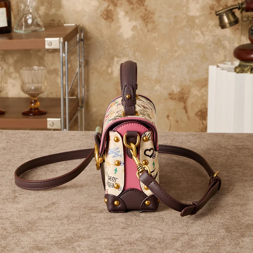 sac à main rétro graffiti avancé pour femmes, nouveau design de niche 2026, imprimé polyvalent, sac à bandoulière tendance.
