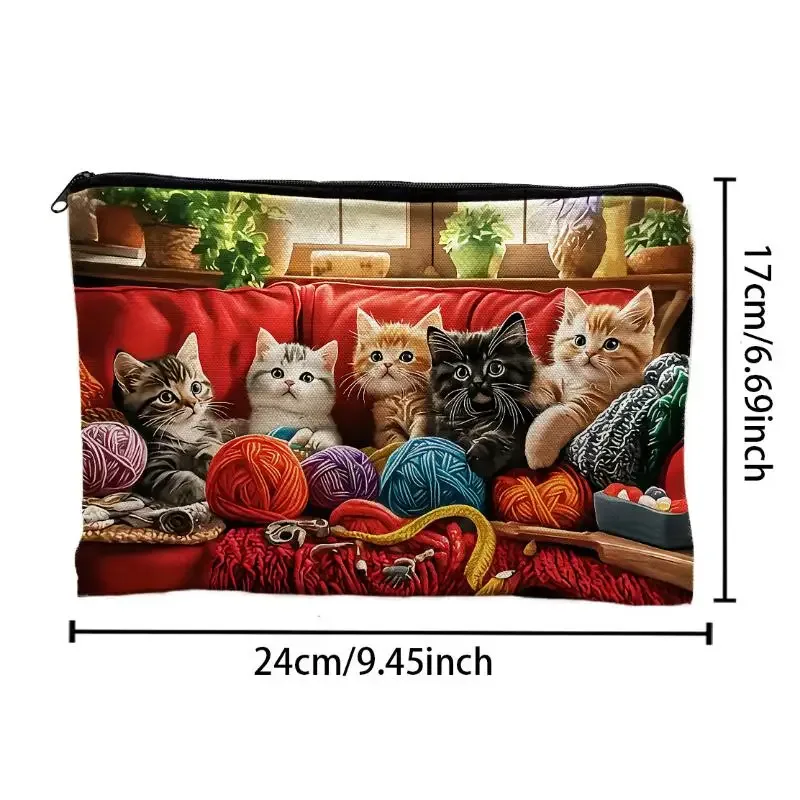 pochette multifonctionnelle à fermeture éclair, jolie pochette de maquillage en forme de chat pour femmes, rangement de bijoux, petit sac de rangement de voyage, 1 pièce