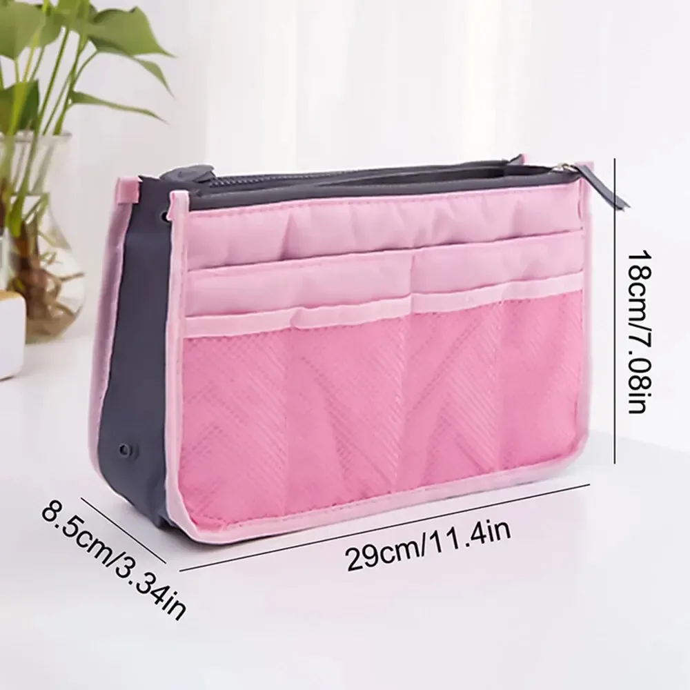 trousse de maquillage multifonctionnelle de grande capacité, sac de rangement portable à double fermeture éclair pour articles de toilette, sac de rangement de voyage pour maman, cosmétiques multi-poches