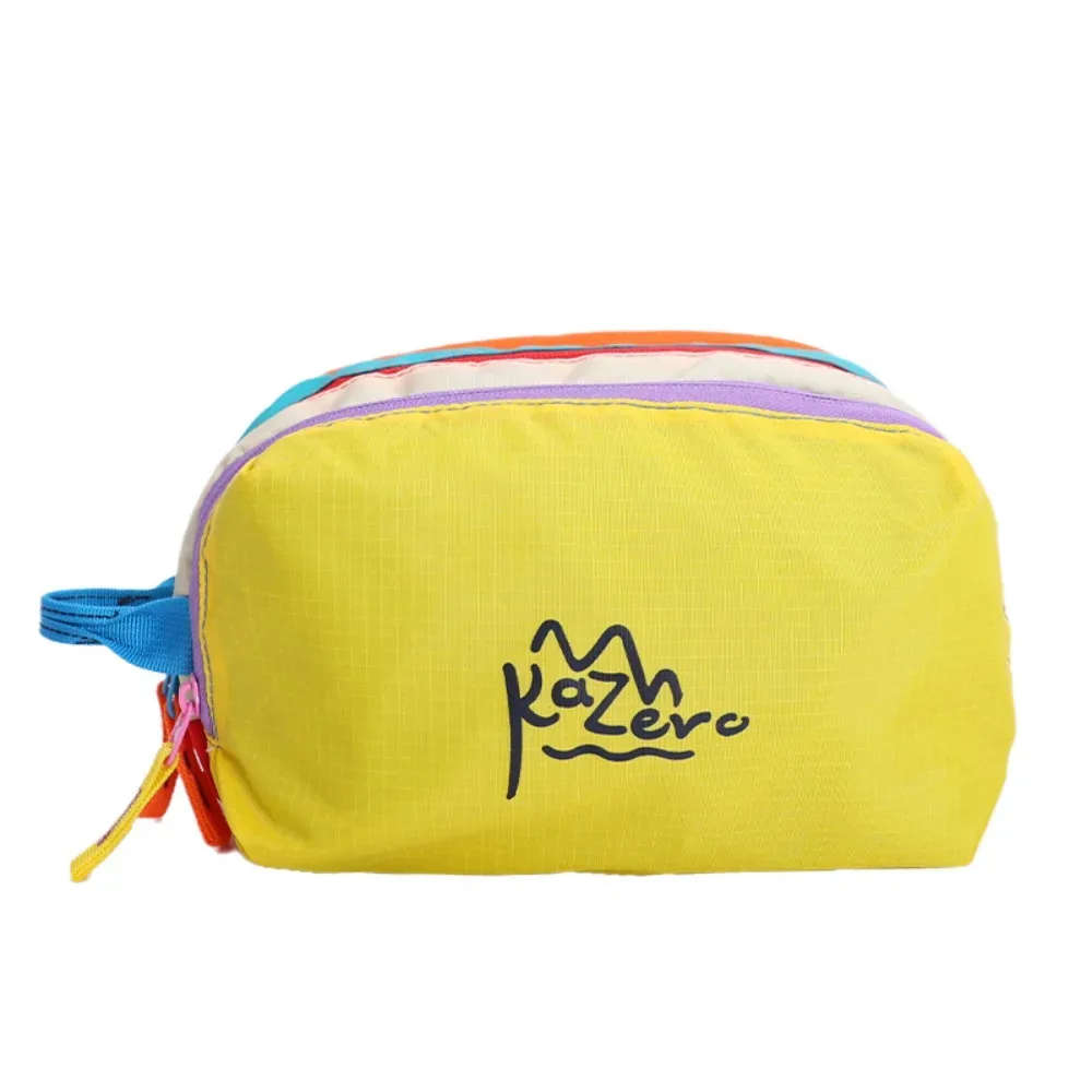 trousse polyester multicouche bandes colorées trousse toilette voyage cosmétiques bleu noir beige marron pochettes multi fonctions