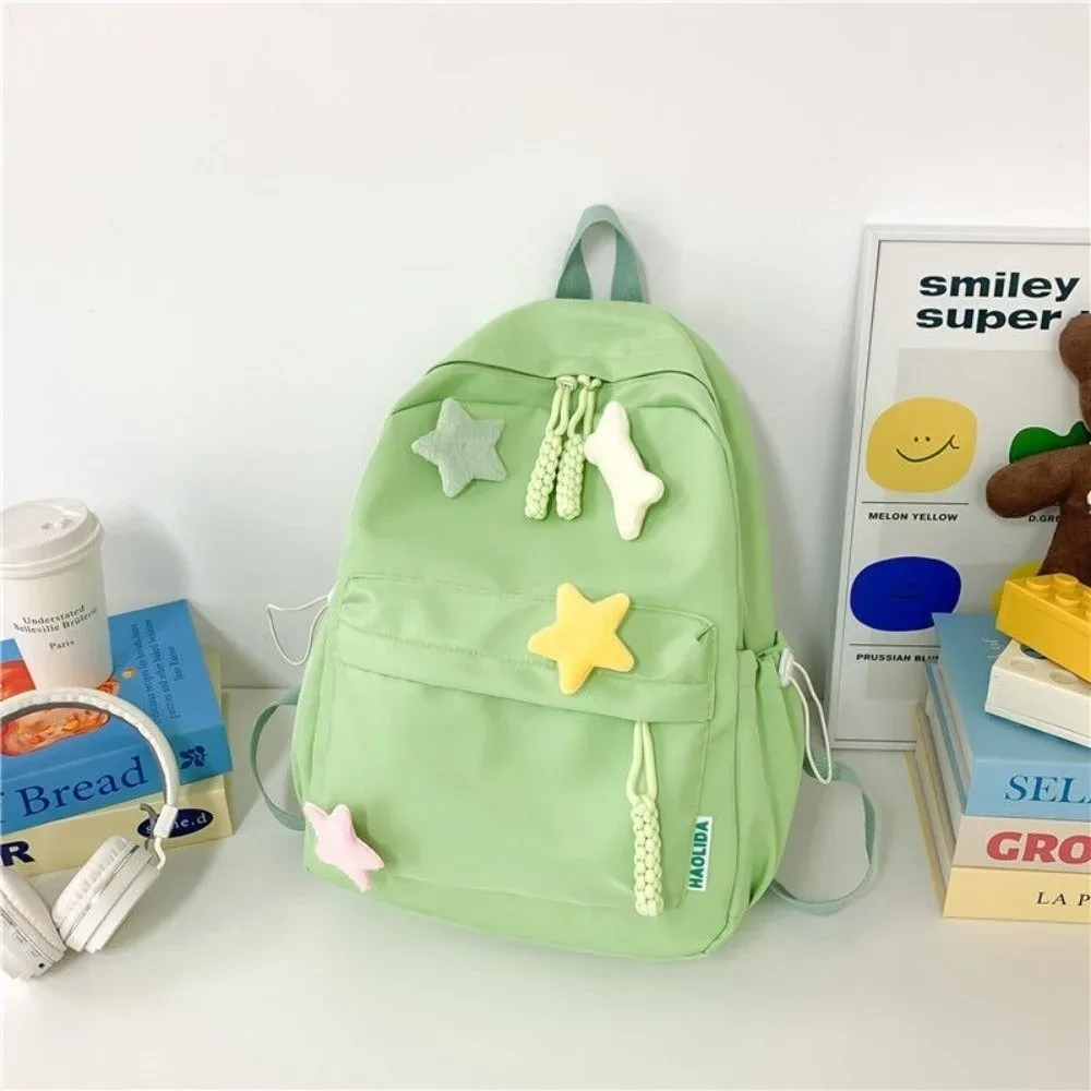 sac à dos en toile à motif étoiles, bretelles réglables, multi-compartiments, fermeture éclair, grande capacité, sac à dos décontracté pour étudiants