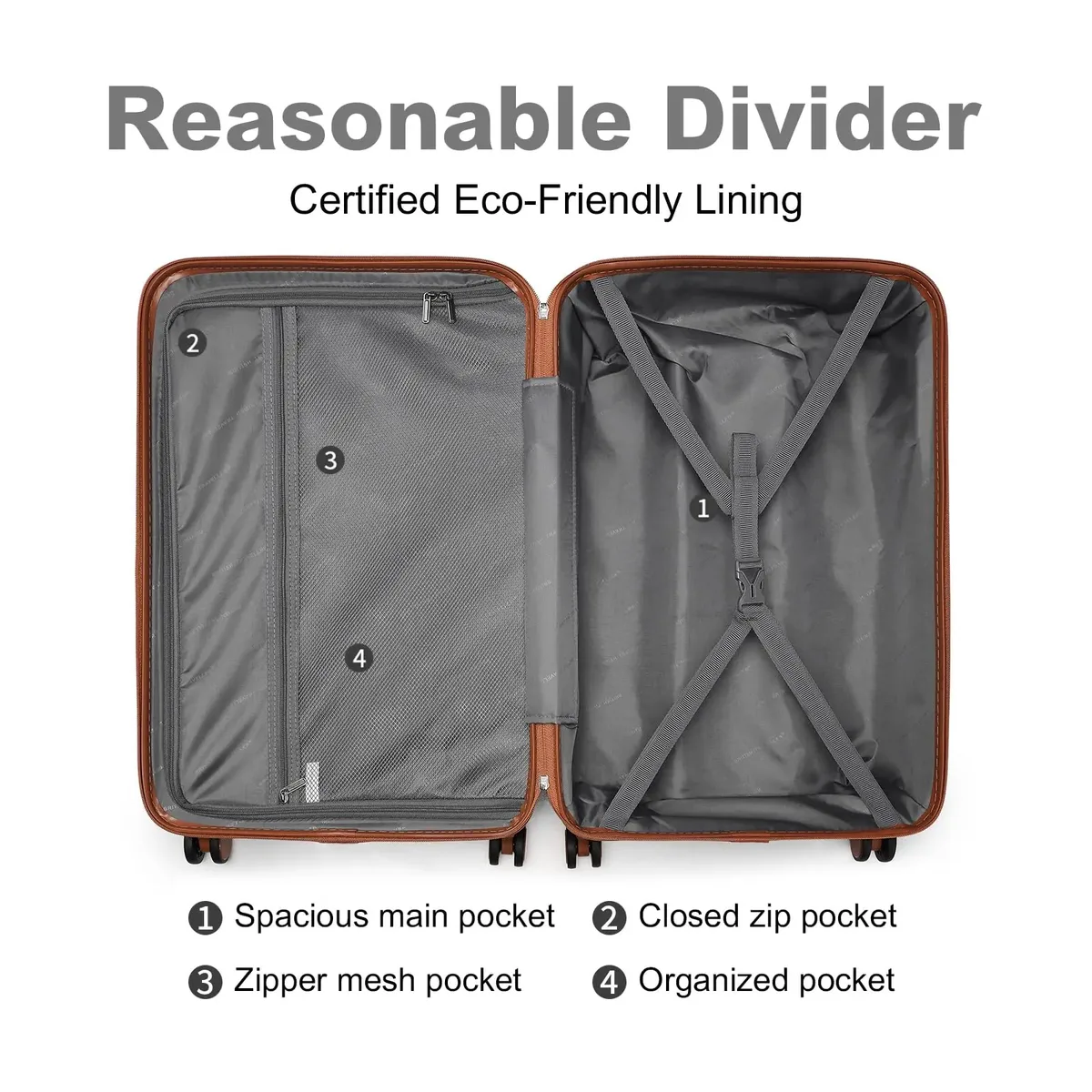 ensemble de bagages 2 pièces british traveler | mallette cabine avec serrure tsa et trousse de toilette | 4 doubles rouleaux | 31 + 54 cm
