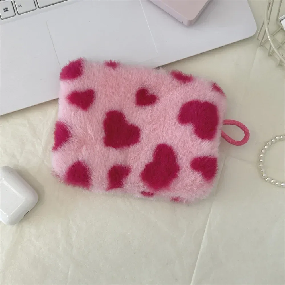 coeur imprimé mignon petit rouge à lèvres sac cosmétique voyage maquillage organisateur toilette sac de rangement pochette porte-carte sac à main sacs