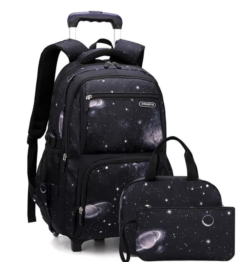 sac à dos à roulettes pour enfants, valise de voyage à roulettes, sac à roulettes pour l'école, ensemble de sacs d'école pour garçons, ensemble de sacs à déjeuner