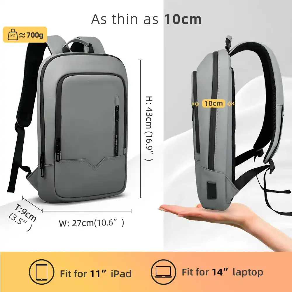sac à dos heroic knight pour ordinateur portable de 14 pouces, sac à dos multifonctionnel pour hommes, étanche, avec chargement usb, pour le travail et les voyages