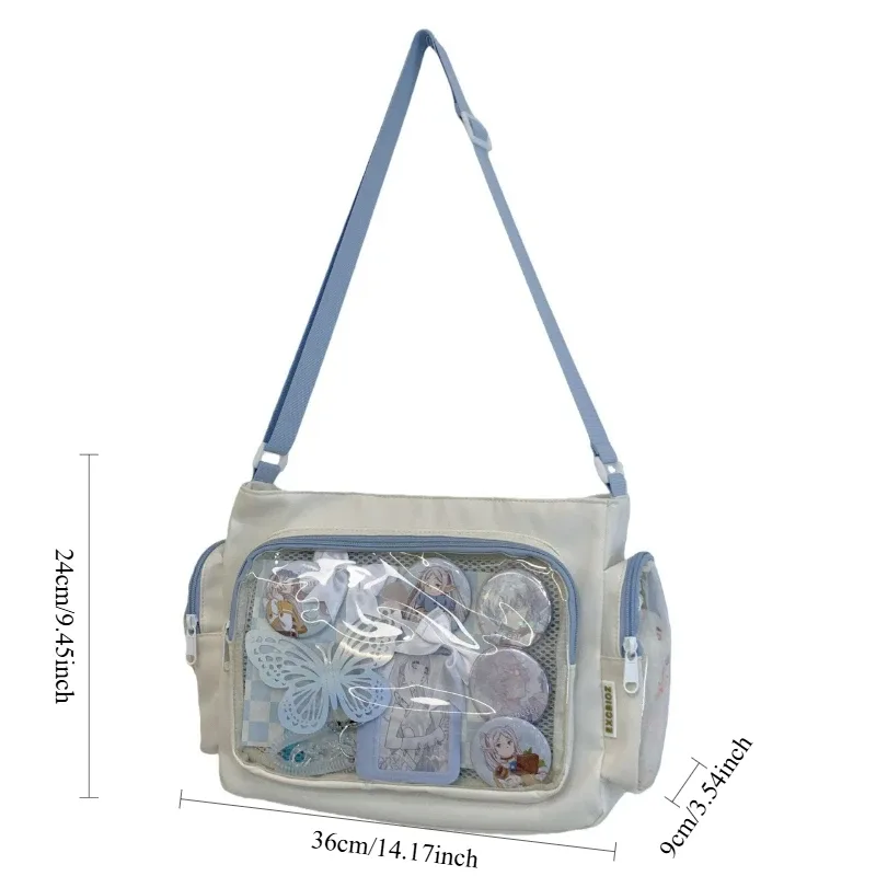 sac à bandoulière transparent simple pour filles, sac à bandoulière d'école de grande capacité, texture confortable et polyvalente, sac ita