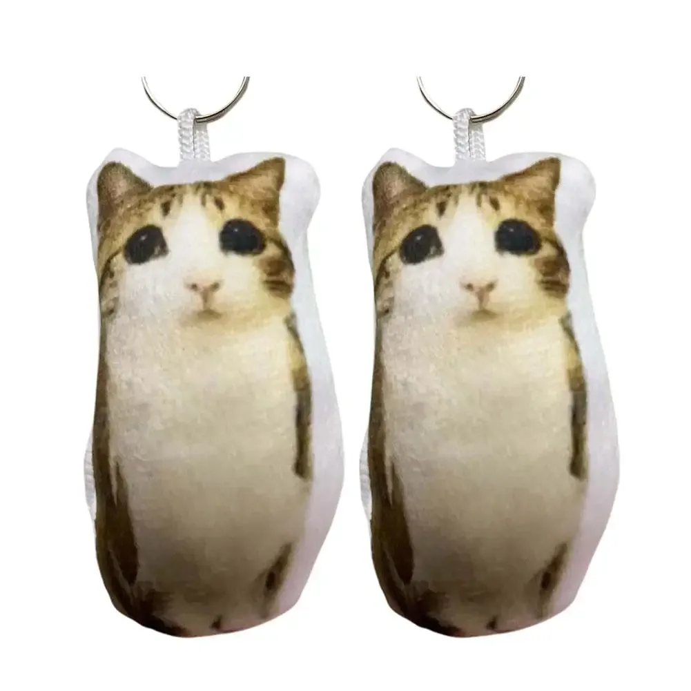 porte-clés sonore en peluche chat 'meow' viral, pendentif chat doux avec son 'meow', porte-clés métallique portable, mignon pour les amoureux des chats et les sacs à dos