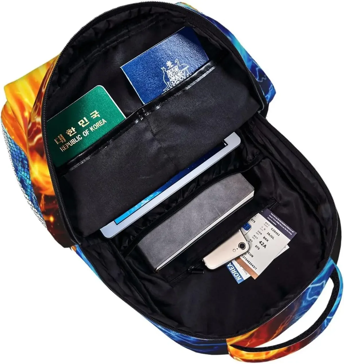 sac à dos dragon de feu rouge et bleu pour garçons âgés de 4 à 12 ans, sac à dos cool lightning, sac à livres animal pour enfants de 2e, 3e, 4e, 5e et 6e année