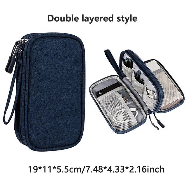 sac de rangement multi-couches pour accessoires numériques, anti-poussière, pour alimentation électrique, disque dur, batterie externe et câbles de données