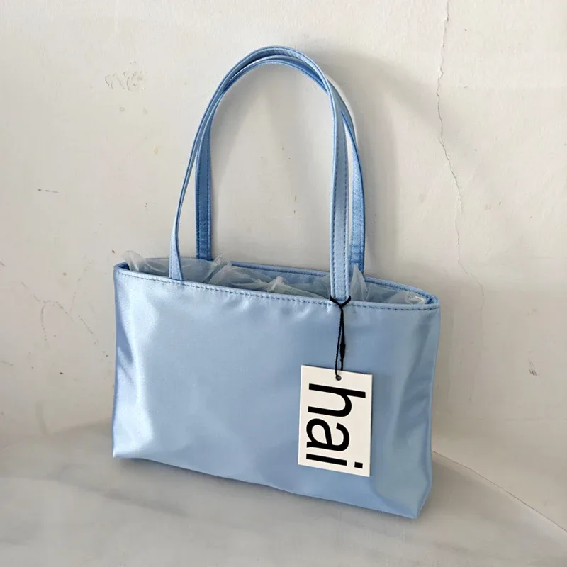 sac à main de luxe élégant en satin de soie pour femme, petit sac fourre-tout de couleur unie, sac à bandoulière polyvalent pour le quotidien et les déplacements