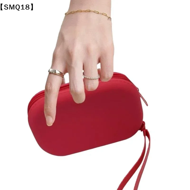 sac à fermeture éclair en silicone lisse pour écouteurs, portefeuille, organisateur de cosmétiques, porte-monnaie pour femmes et filles【smq】