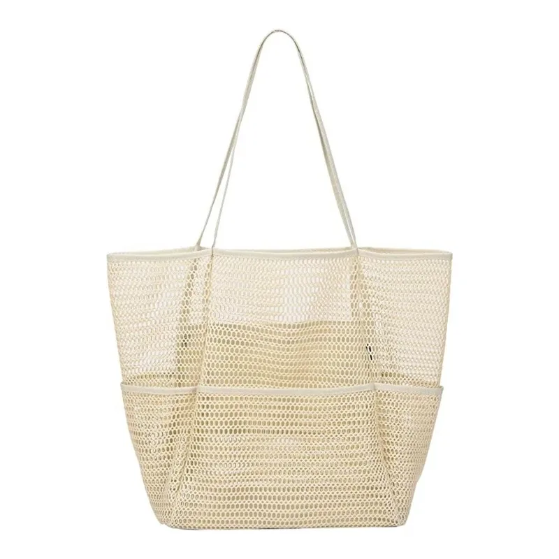 sac à main en maille de plage pour femme, sac de plage de natation pour femme, sac de voyage de grande capacité, sac de rangement portable, sac à main multifonction