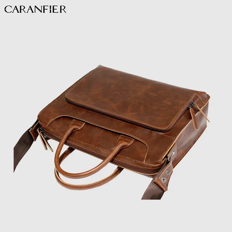 porte documents cuir verni marron noir voyage bandoulière simple usure organisation homme compact casual vintage business