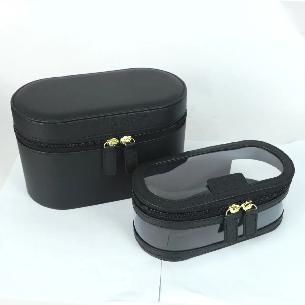 étui à cosmétiques en cuir saffiano avec lettres personnalisées, ensemble de sacs de rangement transparents, trousse de toilette de voyage de grande capacité, nouvelle collection