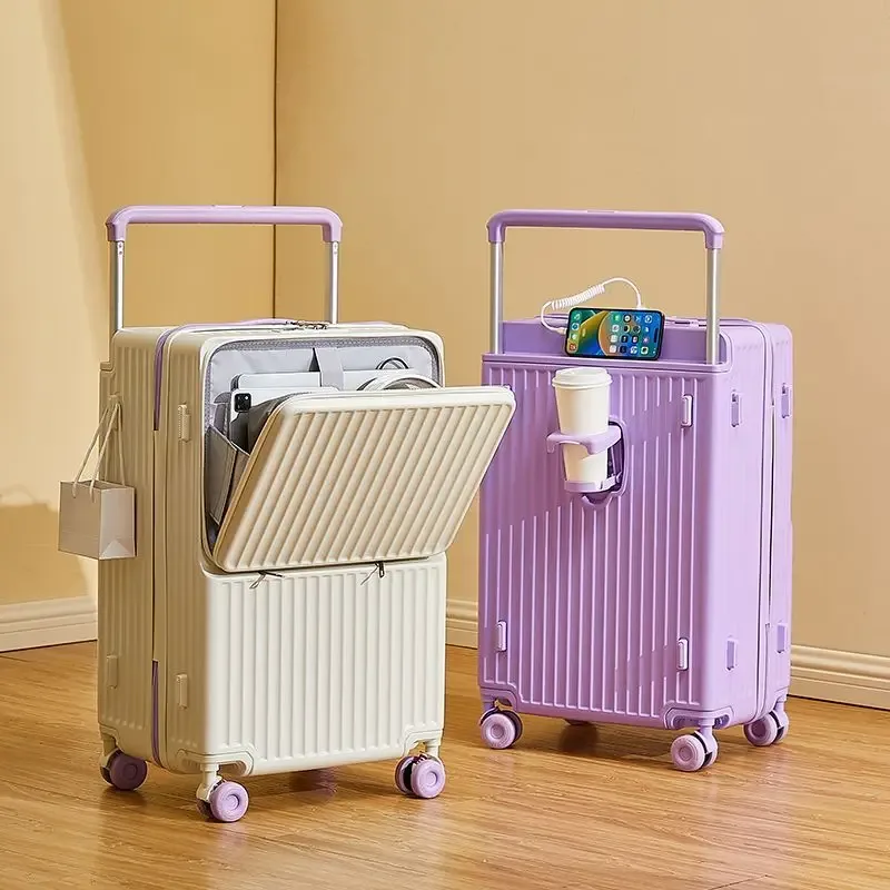 Nouveau bagage à biellette large ouverture avant sac pour ordinateur portable valises de voyage multifonctions sac de cabine de 20 pouces boîtier de chariot de grande taille