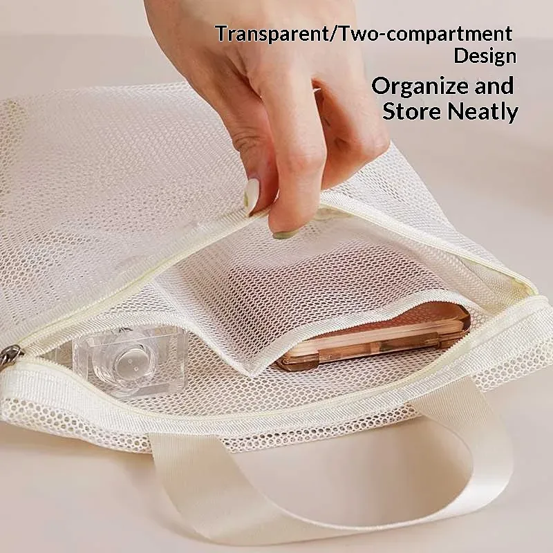 homefish sacs de rangement en maille pour maquillage et articles de toilette, sacs à main portables de voyage, organiseur suspendu pour outils de douche et de toilette