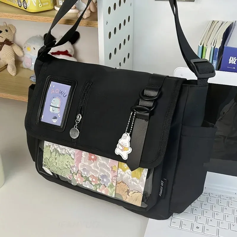 sac à bandoulière transparent japonais, sacoche pour fille de style harajuku, charmant panneau d'affichage de badges diy, sac à bandoulière à la mode