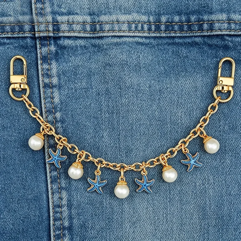 chaîne de sac à main tendance avec pendentif champignon doré et perle pour sacs fourre-tout, sacs à bandoulière et sacs à main pour femmes