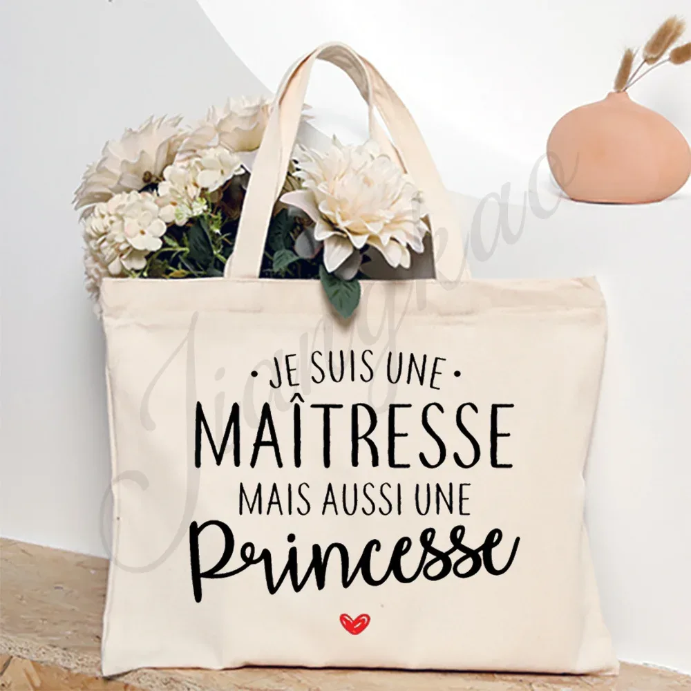 merci enseignant français impression femmes sac à bandoulière toile sacs à provisions femmes sacs à main sac fourre-tout réutilisable meilleurs cadeaux pour maitresse
