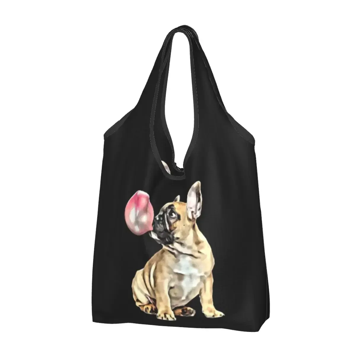 sac à provisions portable pop art pour femme, style bungalow, bouledogue français, sac fourre-tout pour chien, cadeau pour animal de compagnie, sacs d'épicerie
