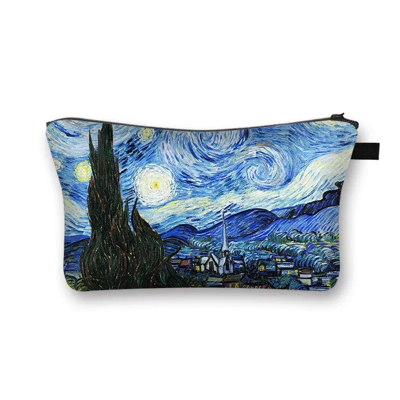 starry night / kiss / waterlily – trousse à cosmétiques pour femmes, trousse de maquillage van gogh / gustav klimt / monet