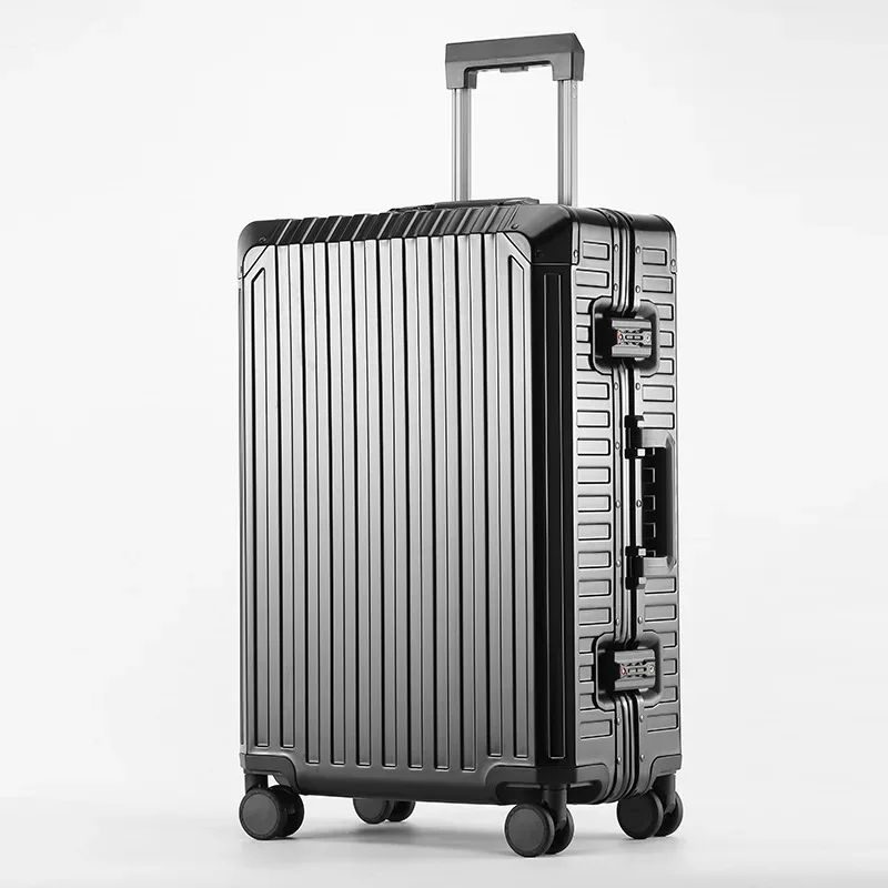 valise à roulettes en aluminium de 20 "24" 28 "pouces, sac à bagages de cabine métallique étanche avec roulettes
