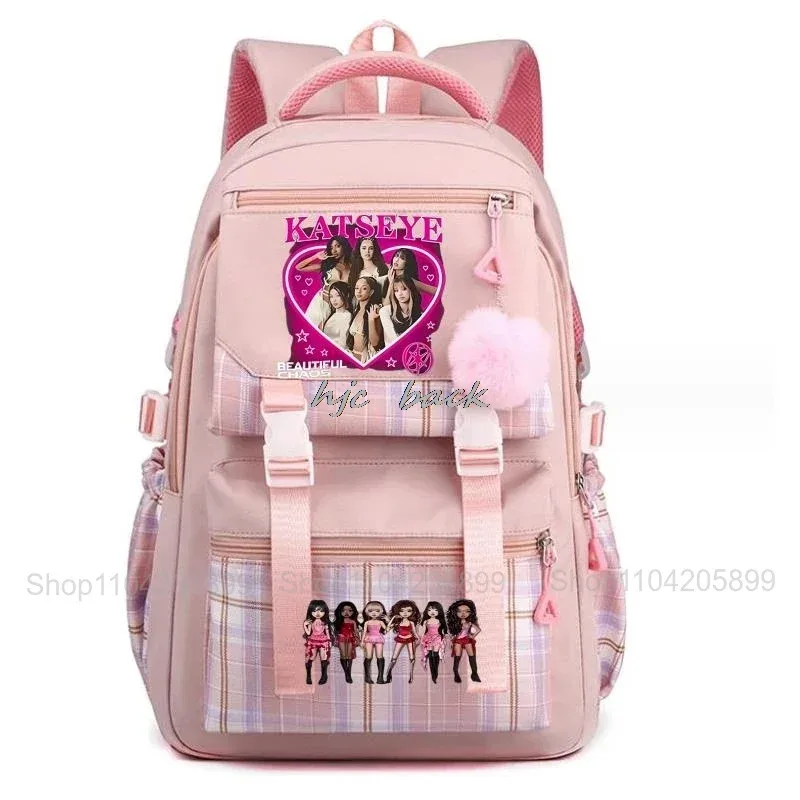sac à dos katseye tendance, amusant, style kpop, pour filles, sacs d'école, sacs à dos pour adolescentes, étudiantes, voyages quotidiens, sac à dos pour ordinateur portable