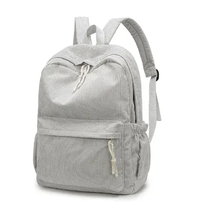 sac dos velours côtelé broderie personnalisation voyage grande capacité pliable extensible poche intérieure poche extérieure bandoulière arquée fermeture éclair