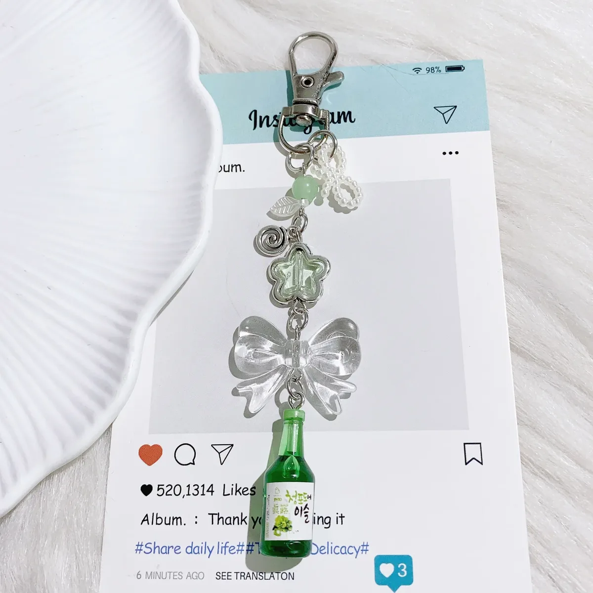 pendentif nœud papillon oreilles pour femmes, étuis de téléphone, cintres de valise et porte-clés, couleur rose, simple et mignon kawaii pour filles à la mode