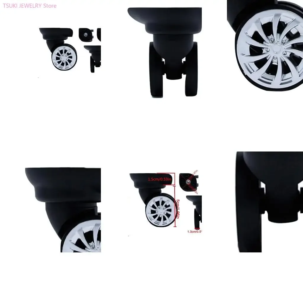 rouleau bagage toupie jante chromée rayons distinctifs support noir abs matériel remplacement diy accessoire bricolage utilisation voyage