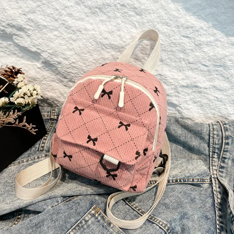 mini sac à dos imprimé nœud papillon mignon, sac à bandoulière, sac de rangement cosmétique de voyage, sacs à livres coréens pour étudiants, sac à dos décontracté 2026