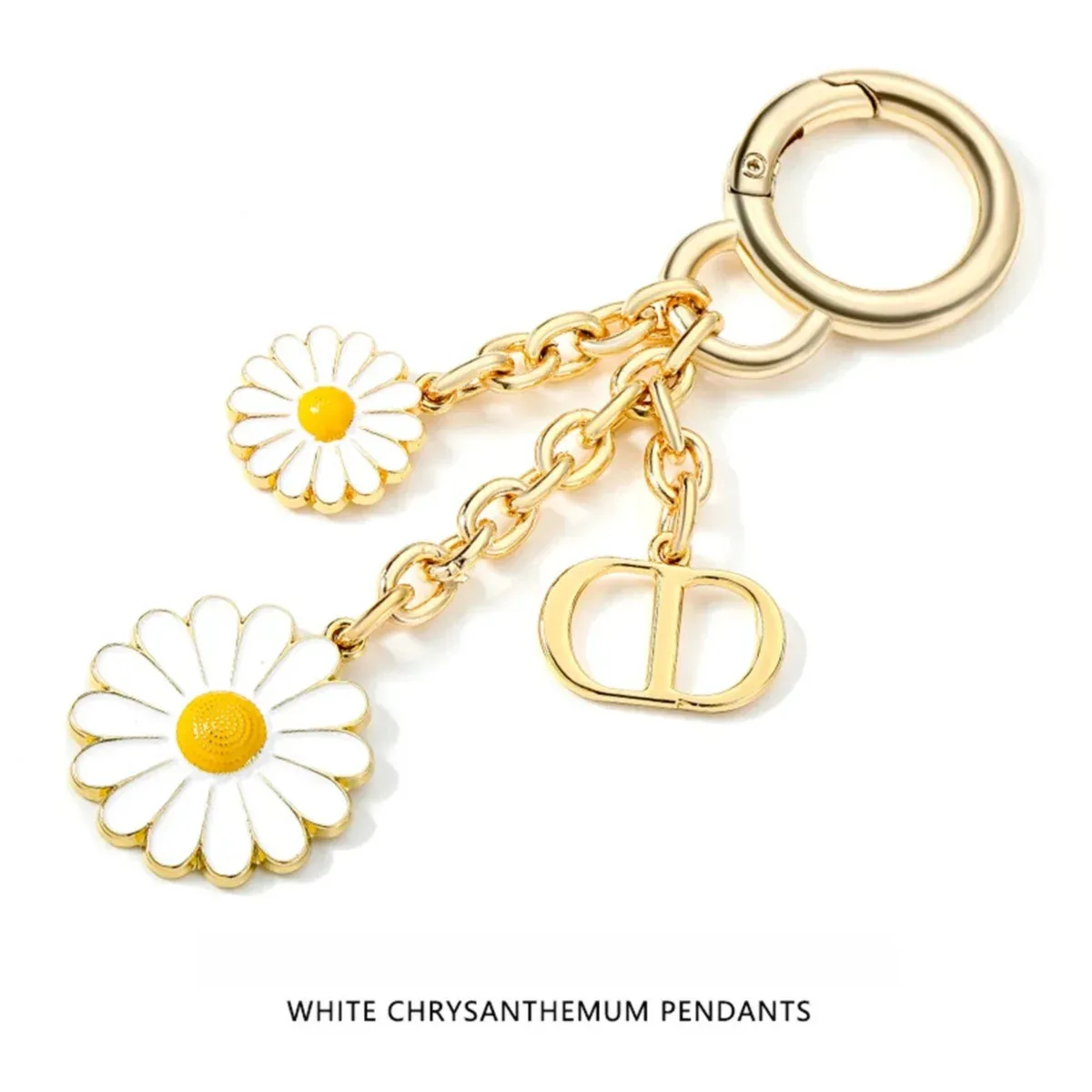 nouveau porte-clés mignon en alliage métallique, motif marguerites, abeilles et coléoptères, breloque de sac, pendentif pour femmes, accessoires pour voiture, sac à dos et portefeuille