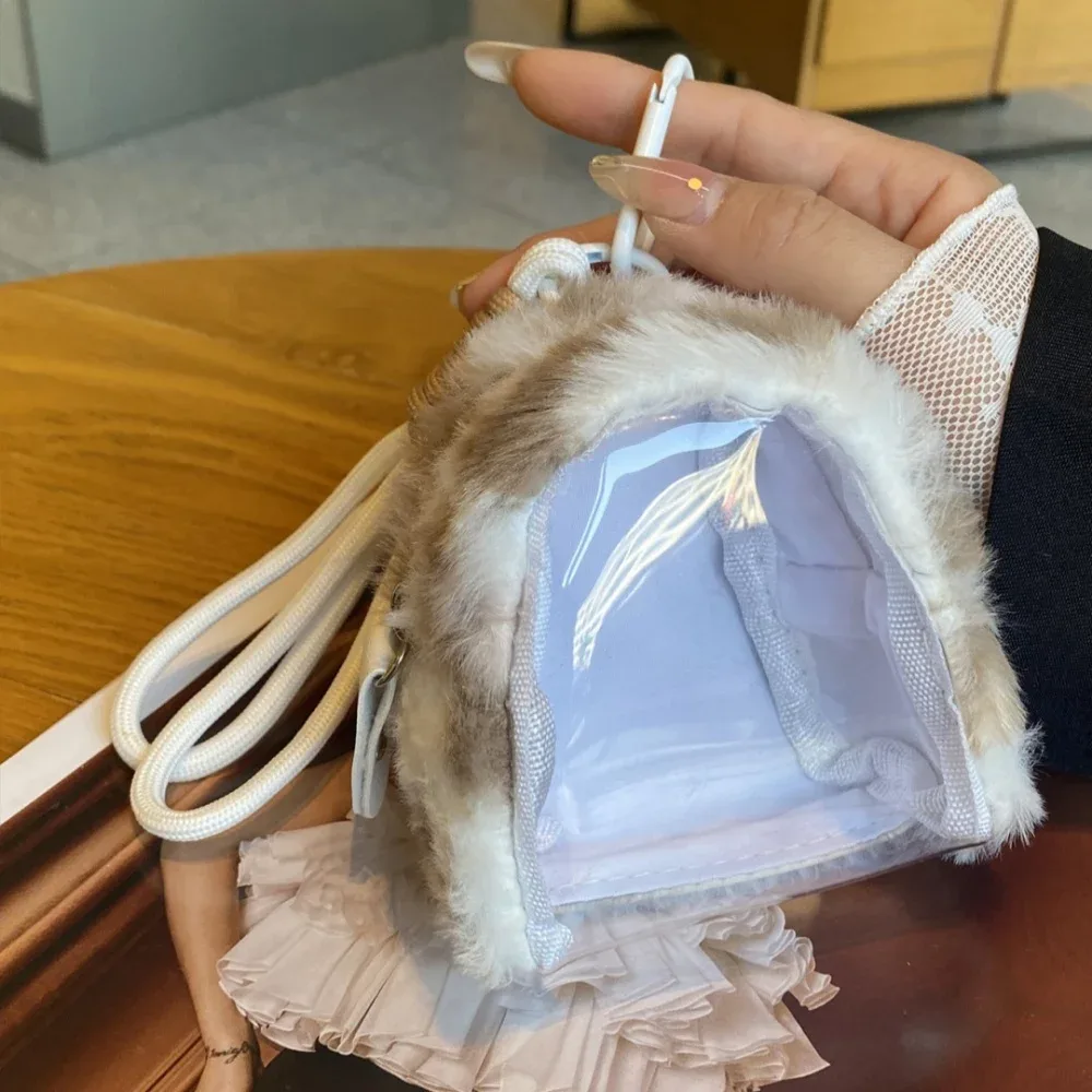 sac de marche pour poupée, porte-clés de dessin animé, sac de rangement pour poupée, sac d'exposition transparent pour voyage, organisation pour enfants