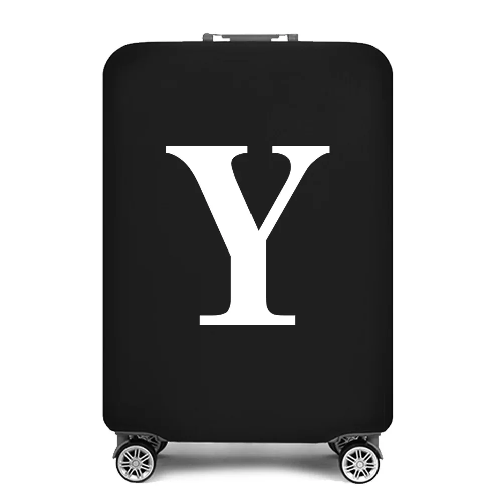housse de protection pour bagages, housse de protection pour valise de 18 à 28 pouces, accessoires de voyage, 26 lettres blanches imprimées, housse anti-poussière élastique