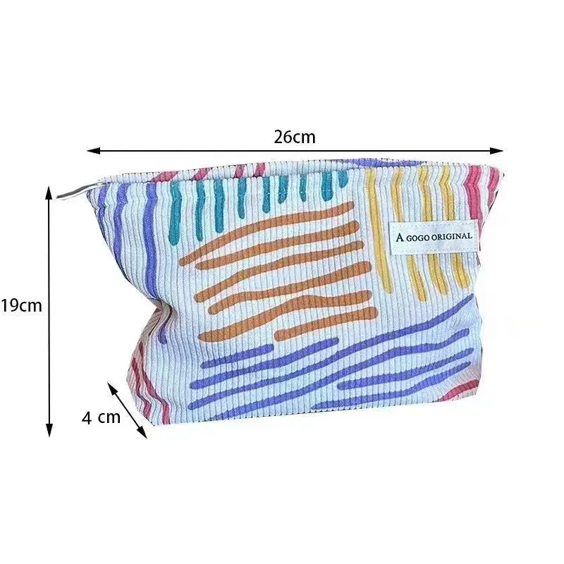 trousse de toilette femme en velours côtelé grande capacité, sac de rangement maquillage portable de voyage, trousse de lavage à fermeture éclair