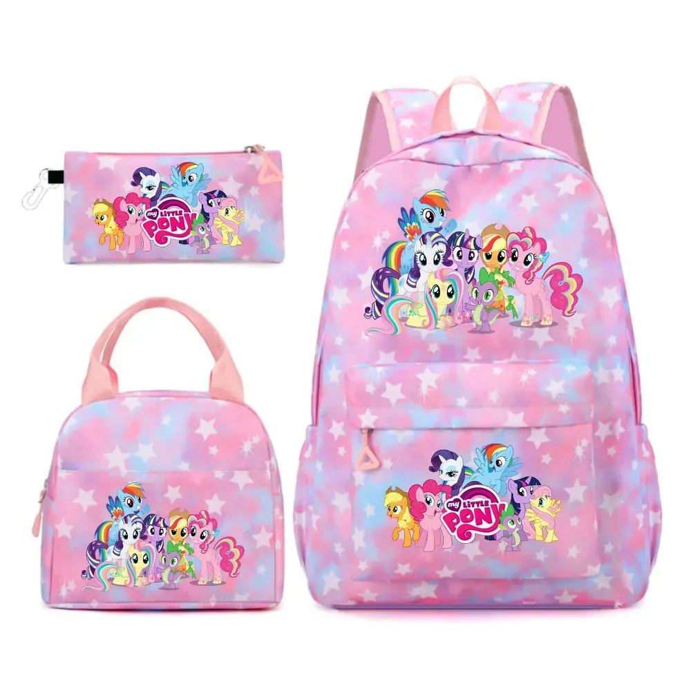 sac à dos my little pony, 3 pièces/ensembles, sac à dos de sport pour filles, sac à dos pour ordinateur portable, sac à dos de voyage pour adolescents, sac à livres pour étudiants et adolescents