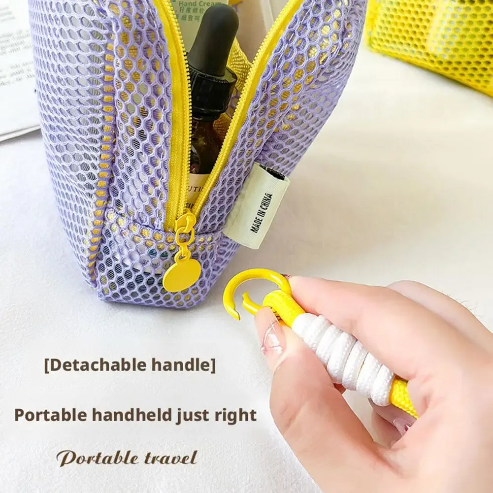 mini pochette en maille dopamine, étui carré coloré pour écouteurs, trousse à cosmétiques portable pour rouge à lèvres, organiseur de rangement respirant pour articles de toilette